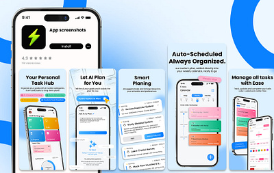 App Store screenshots of an AI app app screenshots app store app store screenshots graphic design play store screenshots