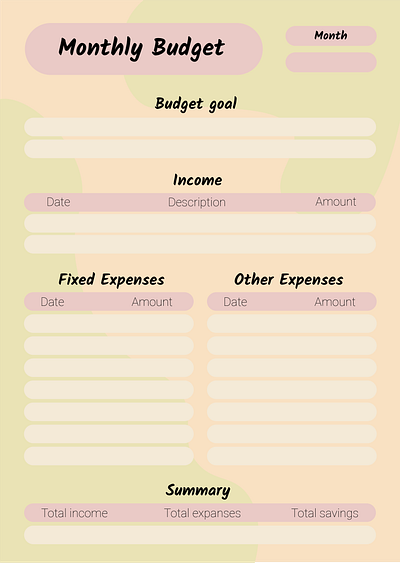 Monthly budget design finance graphic design illustration monthly budget planner typography vector