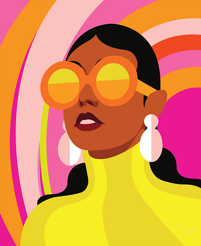 Dressed in sunshine, painted in boldness bold colors character design colorful digital art fashion illustration illustration minimal pop art retro style vector art