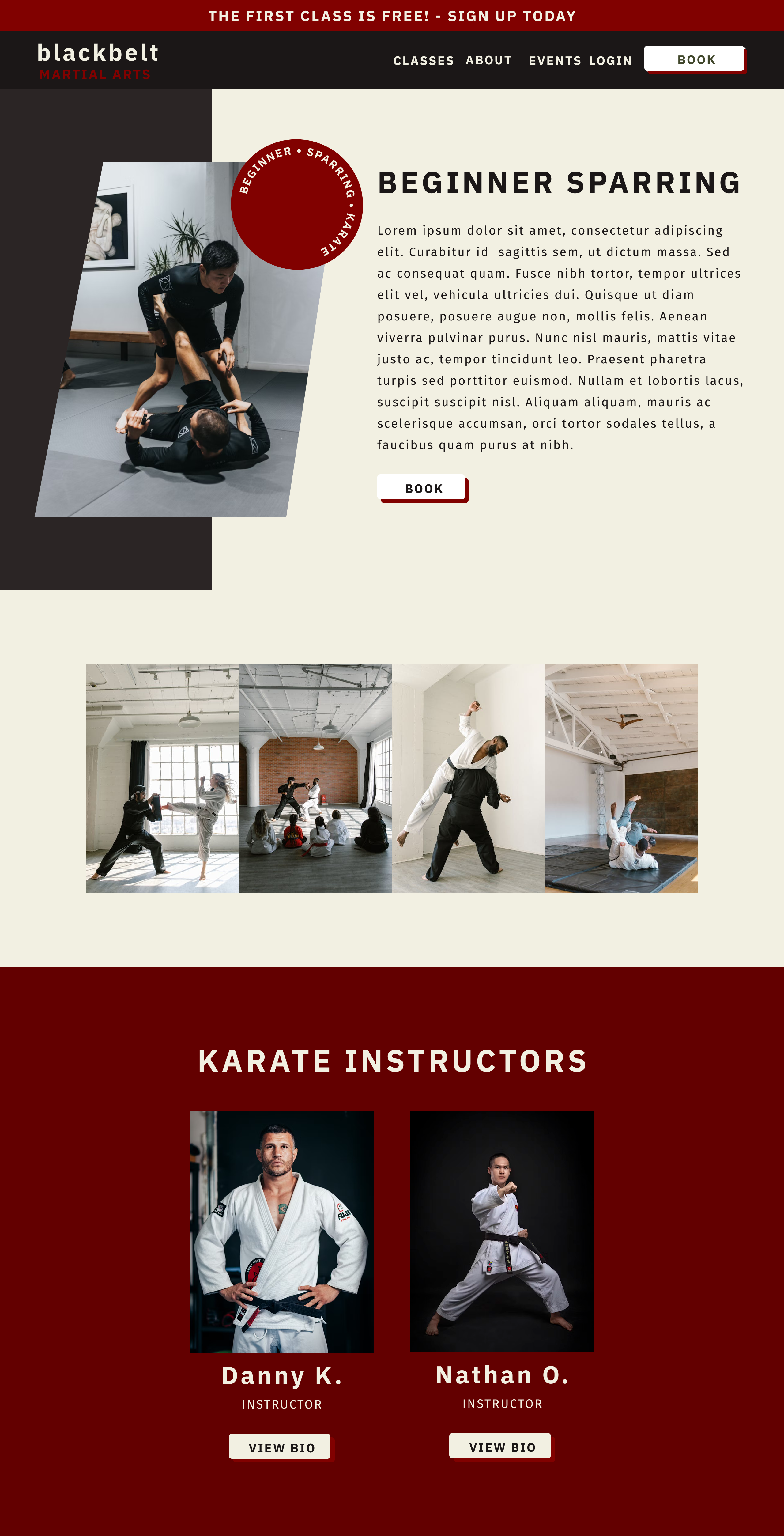 Karate Studio Class Page Concept branding design ui web design