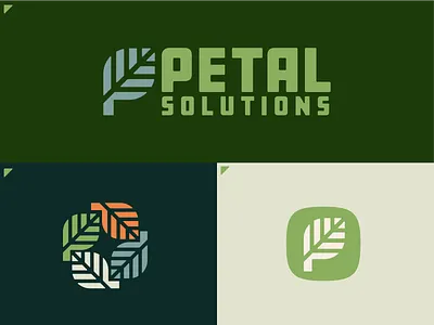 Petal Solutions branding graphic design green leaf logo petal