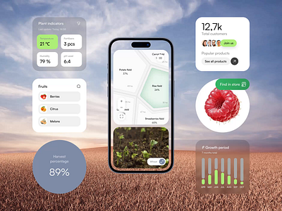 Agriculture App agriculture app agro agro tech analytics animation contry side crops farm farm app farming fields harvest land control maps monitoring app rd smart app ui ux vegetation
