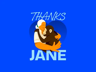 Thanks, Jane illustration illustrator jane goodall memoriam miguelcm monkey scientist women in science