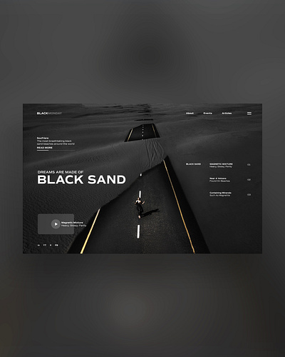 Black Monday Web Ui Landing Page Design ai beach black black sand brand identity branding design futuristic graphic design illustration landing page logo modern photography ui ui design ux ux design web design