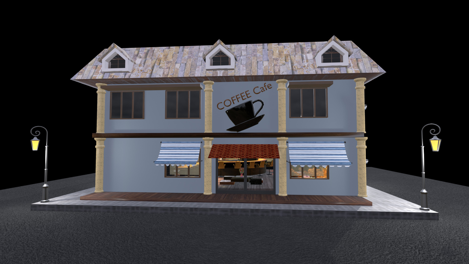 Example of Coffee Shop 3D Model – Cozy Concept