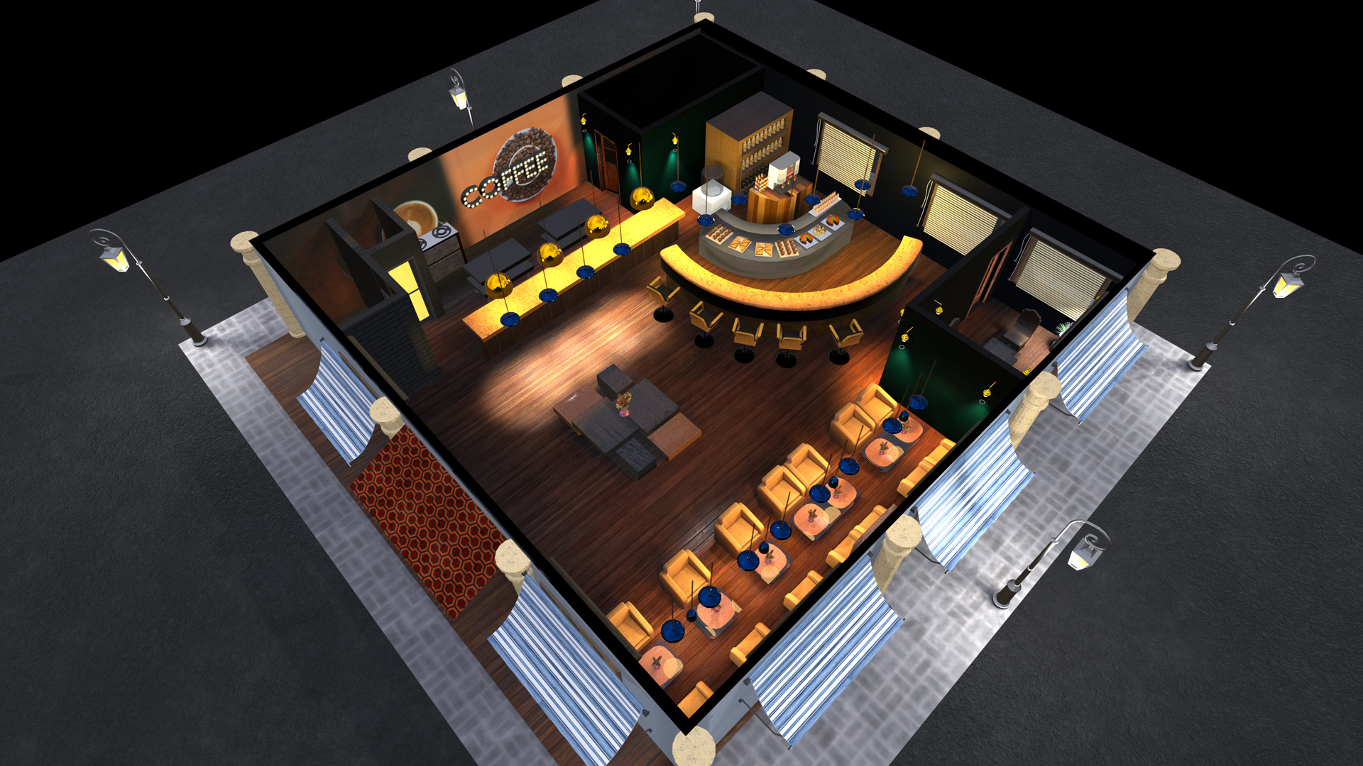 Example of Coffee Shop 3D Model – Cozy Concept