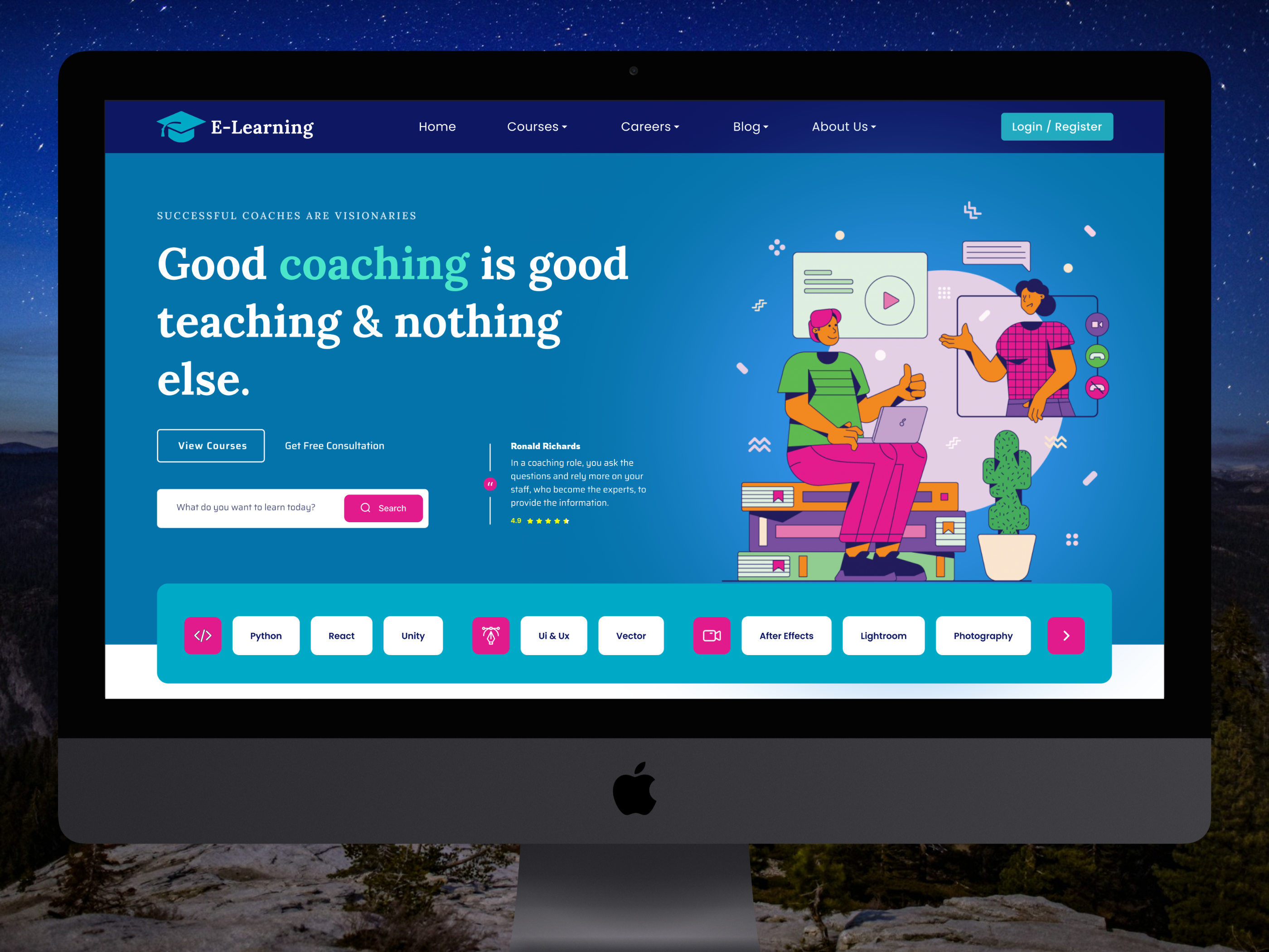 E-Learning Website Landing Page Design app branding course landing page ui design course website design design e learning website design ecommerce education landing page ui design education website design figma ui ui ux design ux