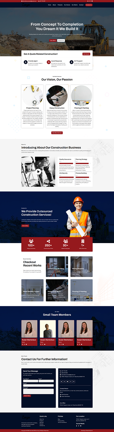 A Construction Website Built in Bricks Builder