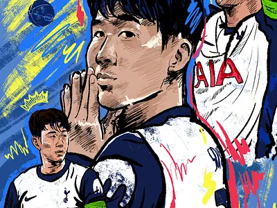 Son Heung-min Illustration design digital illustration illustration son heung min sports art tottenham hotspur