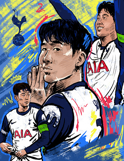 Son Heung-min Illustration design digital illustration illustration son heung min sports art tottenham hotspur