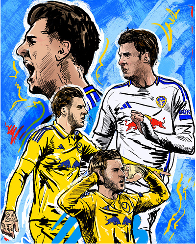 Joe Rodon Illustration design digital illustration graphic design illustration joe rodon leeds united sports art