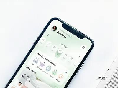 Flowmind Mood Tracker App (UI/UX) animation app app design branding dashboard design interface lifestyle meditation app mobile mobile app design mood tracker app motion graphics product saas ui ui design uiux uiux design ux