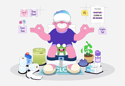 Lets Meditate with VR characterdesign design illustration vector