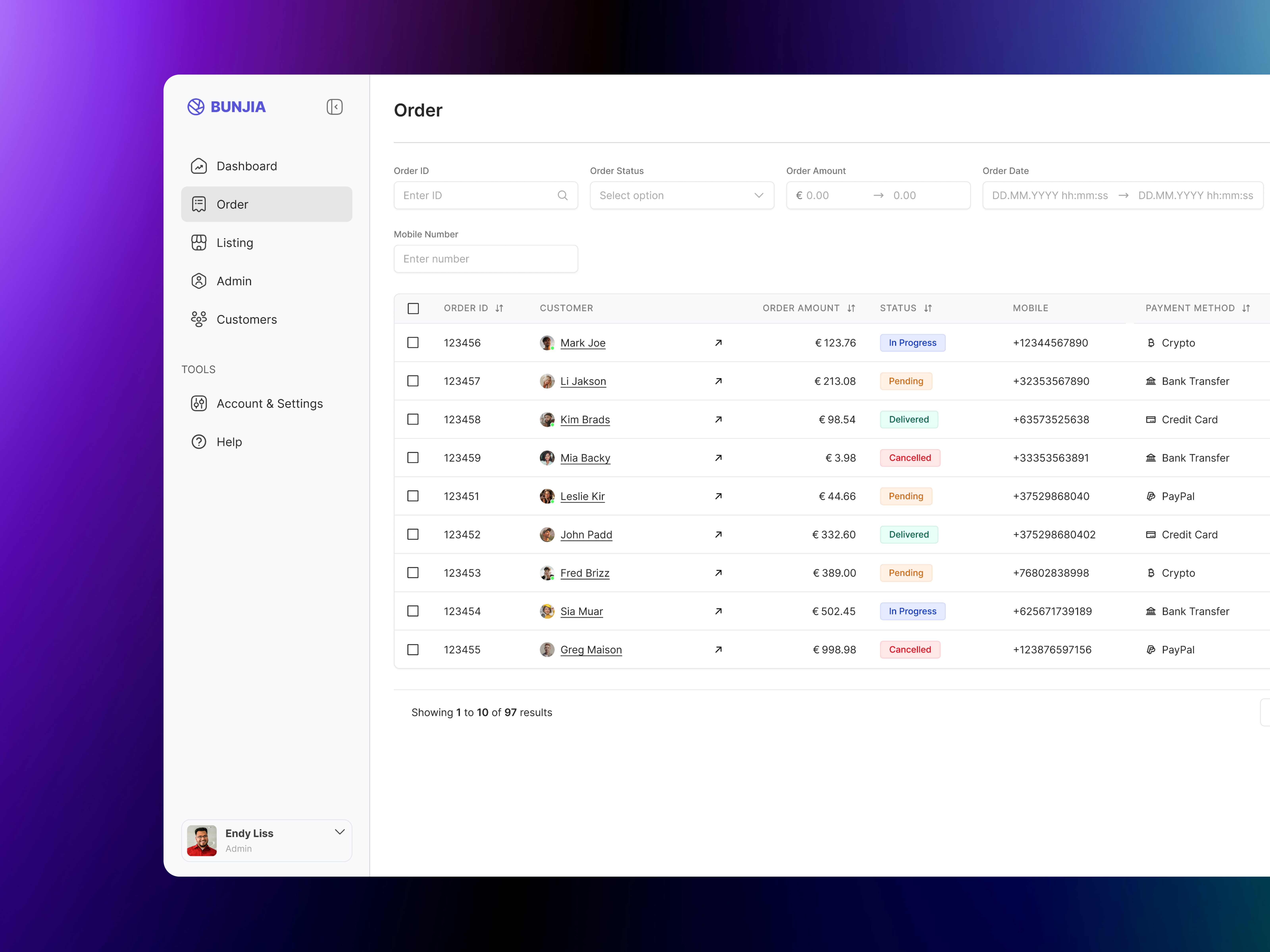 Modern SaaS Admin Panel — Order Management & CRM Dashboard admindasboard appdesign cleandesign crm crmdesign dashboard dashboarddesign ecommerce finance financial lightmode saas ui uidesign web webdesign website