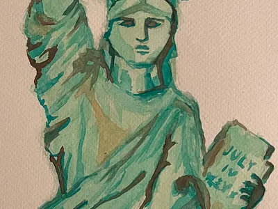 Statue in Watercolor new york painting watercolor