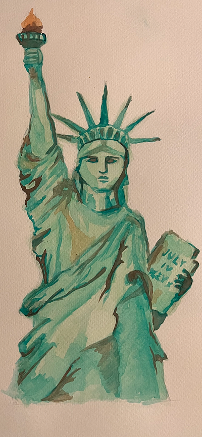 Statue in Watercolor new york painting watercolor
