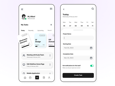 Daily UI | Task Management App app dailyui figma freelancer hire me management minimal saas task ui uiux