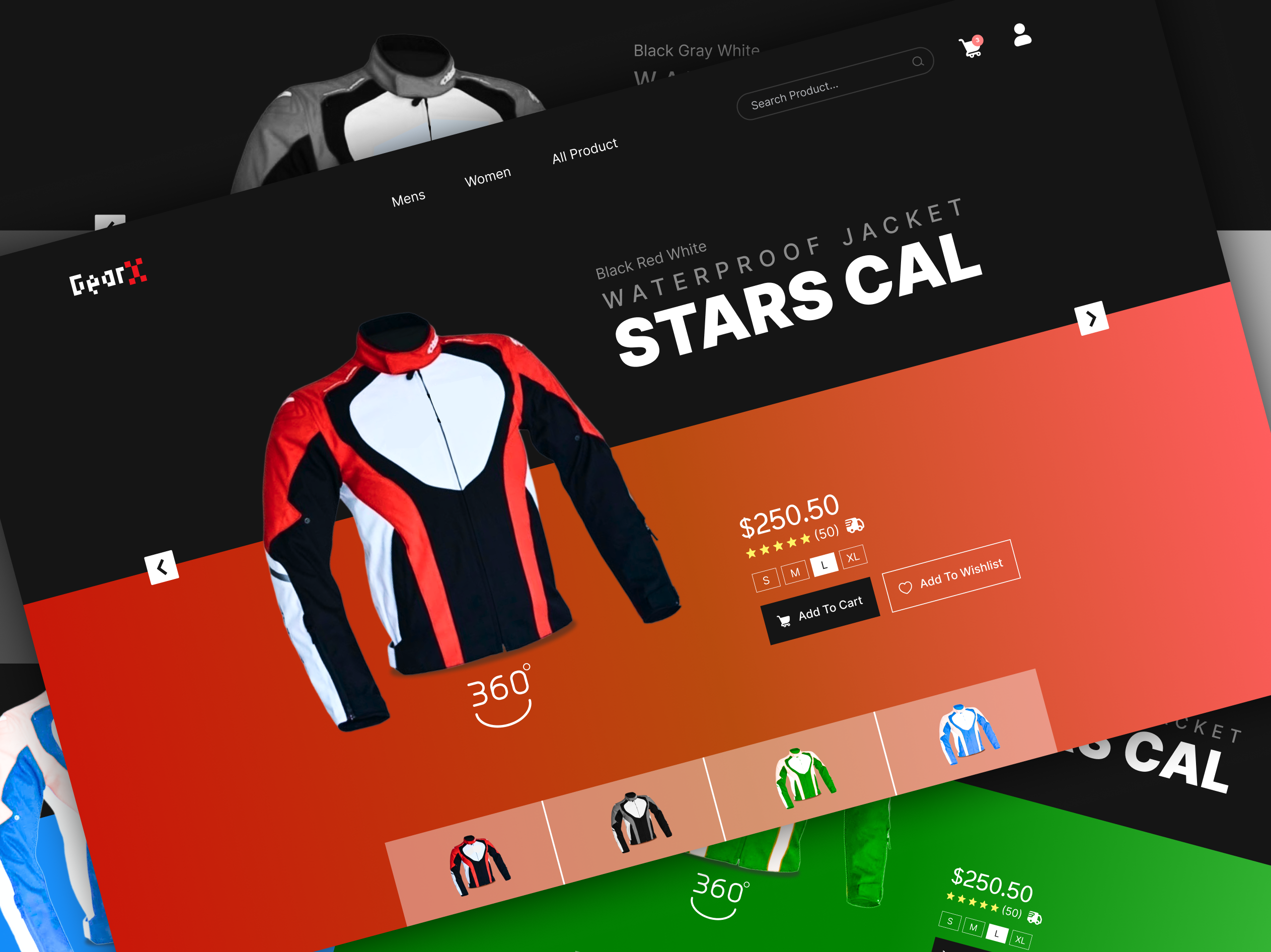 GearX – Premium Outdoor & Sportswear Website Header branding e commerce figma gearx jacket landingpage motorcycle saas shop shopify ui uiux unisex website wordpress