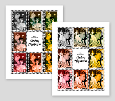 Audrey Hepburn 95th Anniversary Stamp Series graphic design illustration typography ui