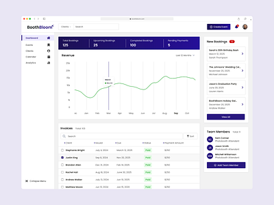 BoothBloom | Photobooth CRM Platform adobe xd figma modern platform product design