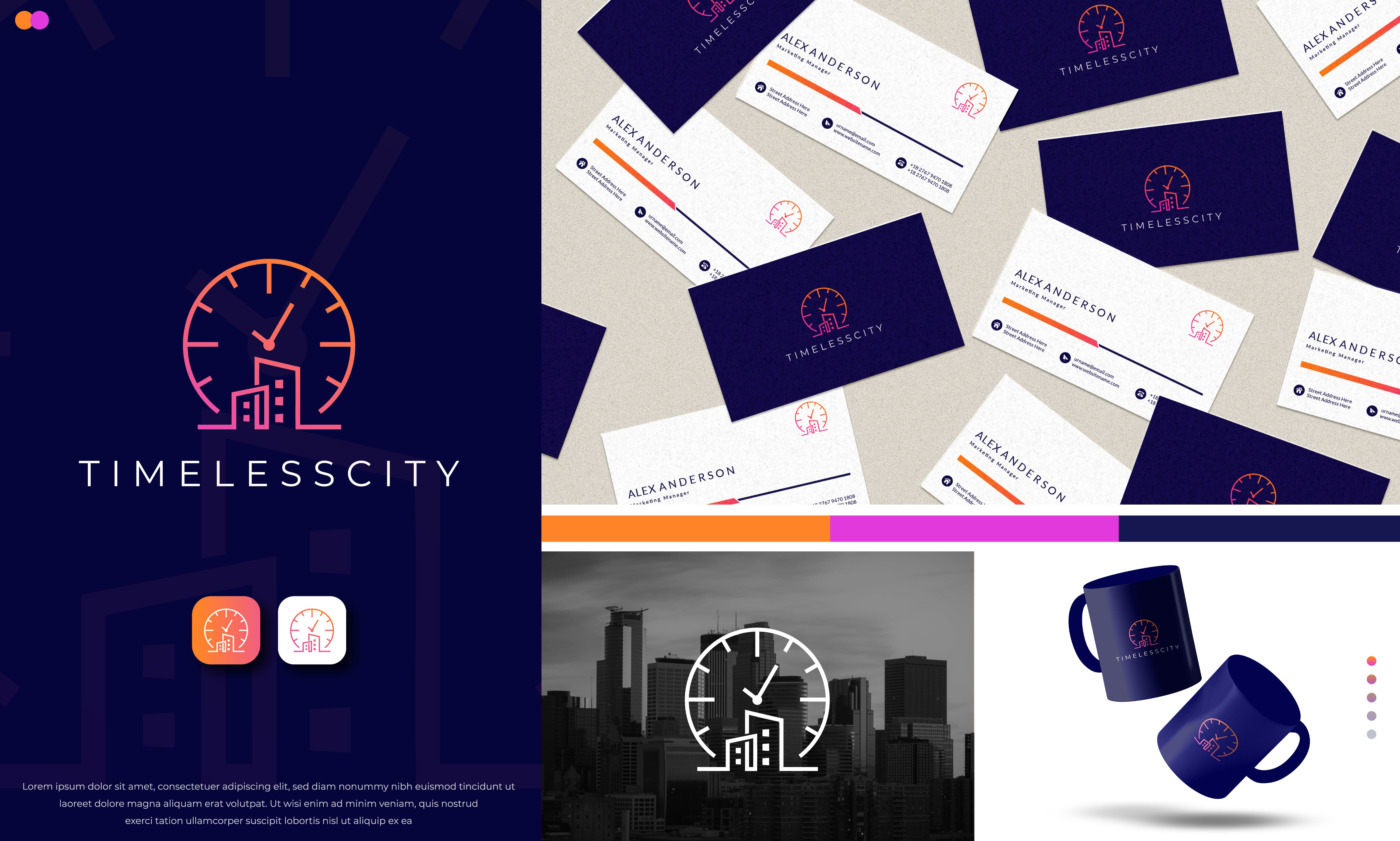 TimelessCity – Modern Minimalist Branding | Elize - USA brand design usa brand identity design branding branding design business card design city logo design clean business card corporate identity creative branding gradient logo logo and identity minimalist logo modern brand modern corporate identity modern logo print print design professional branding timeless branding urban logo