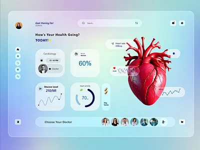 Health Monitoring Dashboard UI dashboardui figma healthapp modernui patientdashboard responsivedesign uidesign uxdesign webdesign
