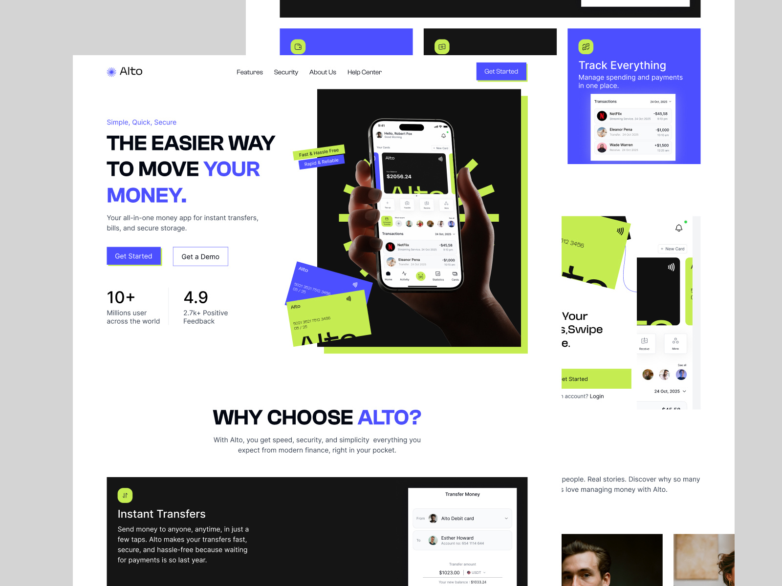 Alto - Finance Website Design banking banking ui banking website digital banking digital security financial service fintech fintech app graphic design information security mobile banking app mobile finance personal finance product design smart banking ui ui ux website website design