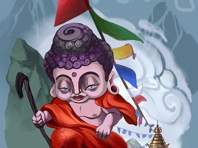 Buddha art artist cartoon style colors design design charaster illustration print
