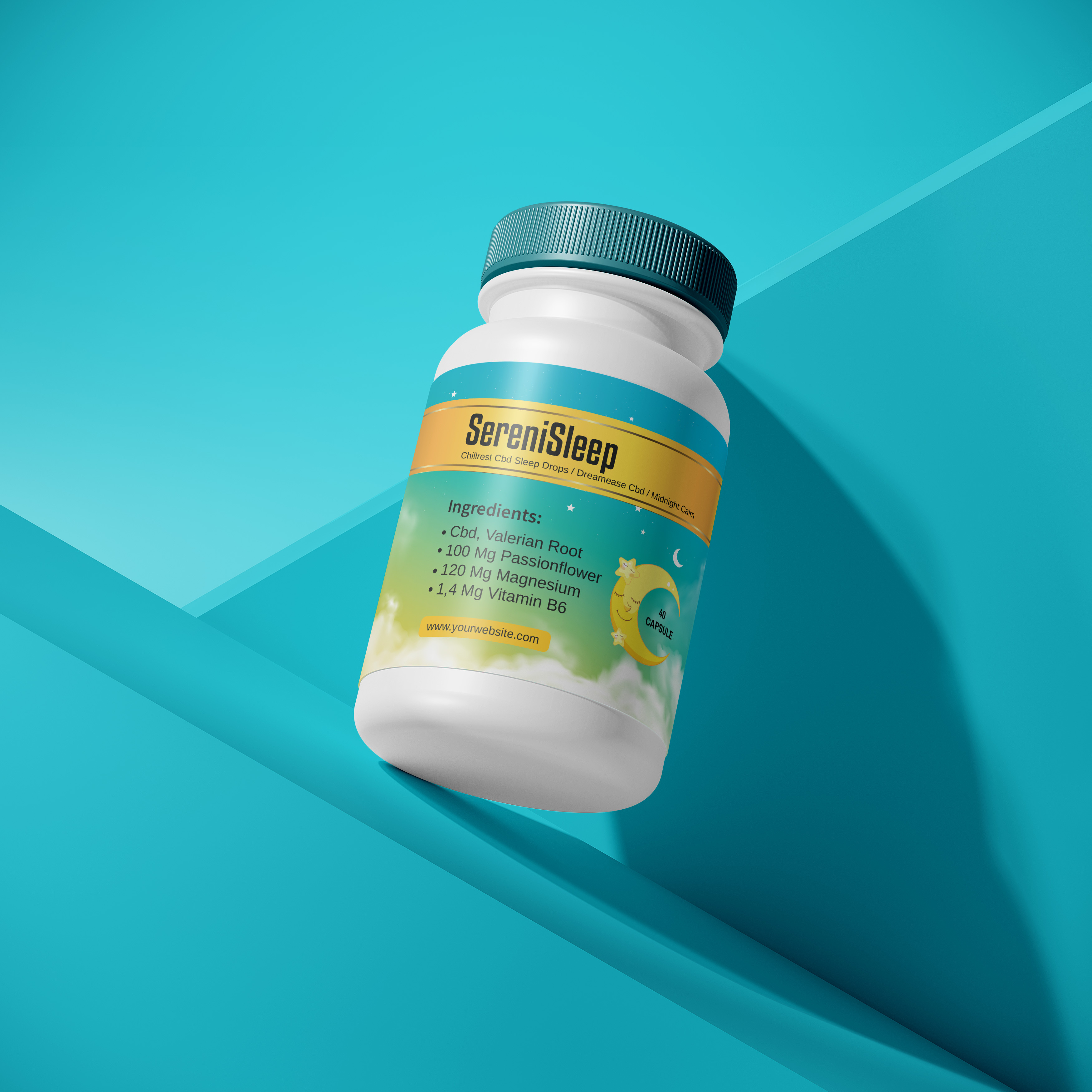 CBD Sleep Supplement Bottle | Night Wellness Label Design 3dmockup bottlemockup branding cbd dribbbleshots healthwellness labeldesign nighttimedesign packagingdesign packagingmockup print design productlabel sleepaid supplementdesign vitaminbottle wellnessproduct