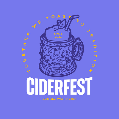 Ciderfest coaster apples branding cider illustration logo oktoberfest stein typography