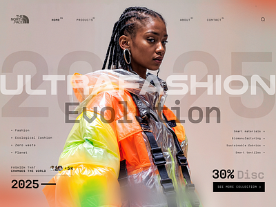 The North face Ecological E-Commerce Website clothing eco ecologic ecommerce futuristic image generator inspiration ios jacket landing page modern web design north face product design shop the north face the north face website ui design ux design website