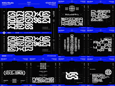 GRAXE BEOSA - Futuristic Cyberpunk Font Family cyberpunk design font futuristic grid mecha robot scifi space typeface ui