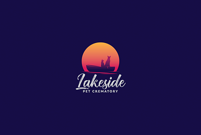 Pet Crematory boat branding cat crematory dog lake logo negative space pet spirit sun sunrise sunset
