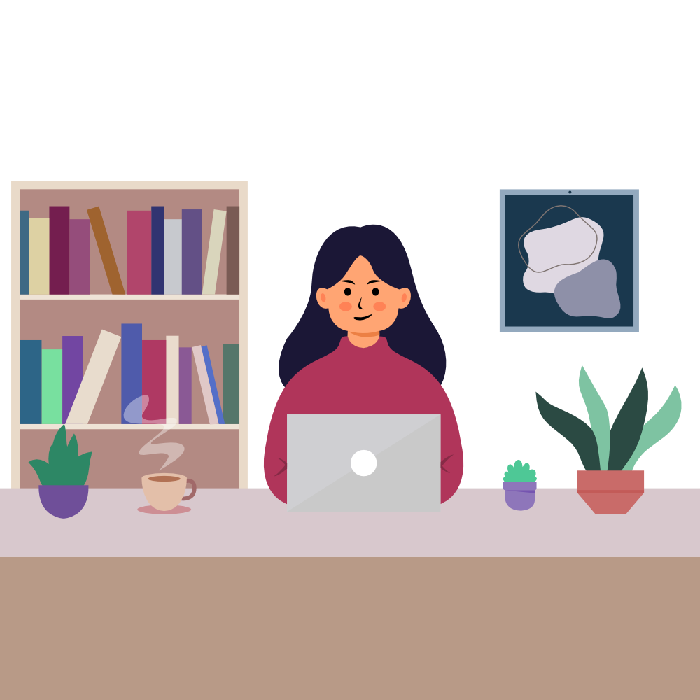 Woman Working from Home Desk