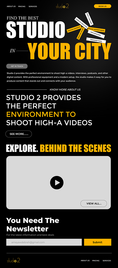 Website UI for Studio 2 design graphic design illustration typography ui