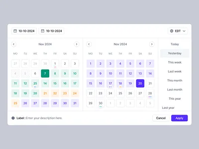Modern Date Picker from - PlaceUI Design System alert app design calendar colorful component dashboard date picker design system desktop event interface placeui selection time time picker timezone ui web app