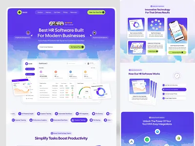 HR Management Software - SaaS Landing Page branding graphic design homepage hr dashboard hr landing page hr software hr software website hr solutions hr tool website human resources app illustration landing landing page management tool payroll management saas saas landing page uiux web design website