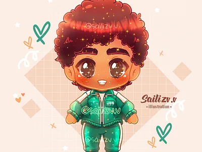 Fanart Squid Game Ali by sailizv adorable adorable lovely artwork concept creative cute art design digitalart illustration