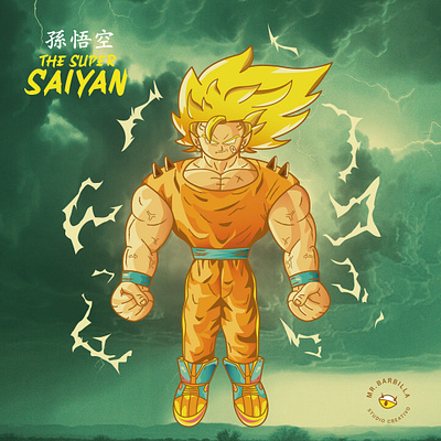 the super saiyan animation artwork design illustrat illustrator minimal sketch