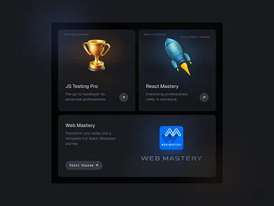 Dark Bento Card UI for AI Learning Platform bento bentocard branding cards clean design clean ui component course dark dark theme design landing learning ui ui design uı design web website