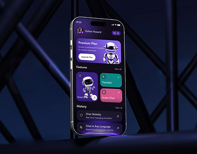 AI Voice Command Mobile App ai ai app ai assistant ai chat ai startup ai technology ai voice chat app chat bot dark app mobile app ui design