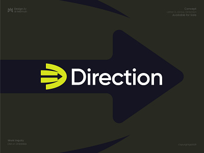 Letter D, Arrow, Direction, Dyanamic Logo abstract logo arrow branding creative logo digital logo direction forward geometric logo identity letter d logo logo concept logo design logo designer logo for sale logo icon modern logo saas logo startup logo symbol