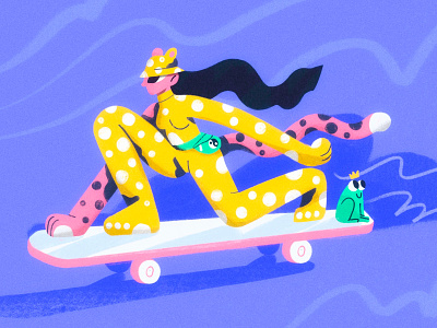 Leo 🐯 cruzin' animal animalprint character costume fashion fast girl illustration leopard longboard procreate purple style texture wild