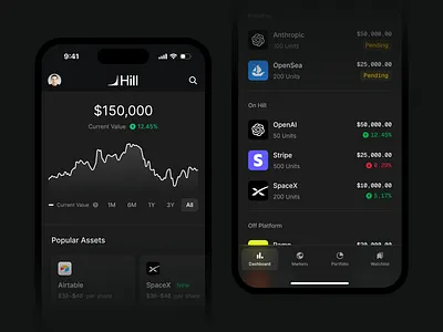 Investment portfolio app asset management clean crypto portfolio darkmodeui dashboard financial dashboard fintechdesign flat investment app minimal portfolio app saas shadcn shadcnui stock tracking tailwind wealth tracking