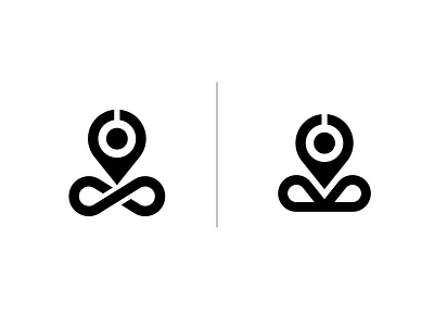 Yoga Pin Location Infinity Logo branding care design endless graphic design health infinity location logo loop looping minimalist pin relax retreat spa vector yoga