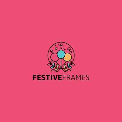 FESTIVEFRAMES Minimal Logo Design with Colorful Circular Balloon balloon brand identity branding design design logo festival festive flat graphic design icon illustration logo logo design logos logotype minimal modern ui unique