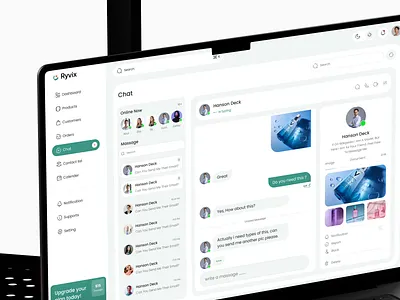 Ryvix - E-commerce Dashboard Design - (Chat Page) chat convertation dashboard e commerce e commerce dashboard ecommerce group chat massage message minimal product saas sales management sels send ui ux web design
