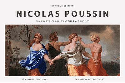 Nicolas Poussin Procreate Brushes & Color Swatches 3d animation graphic design motion graphics