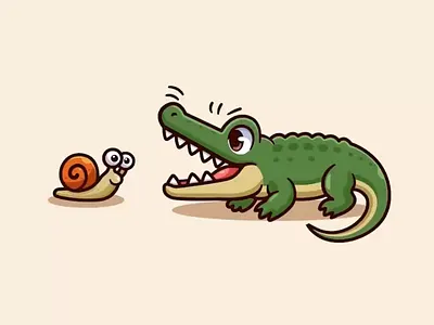 Snail & Crocodile 🐌🐊 after effects animals animation branding crocodile cute doodle enemy flat funny icon illustration logo meme motion graphics motivation patient snail