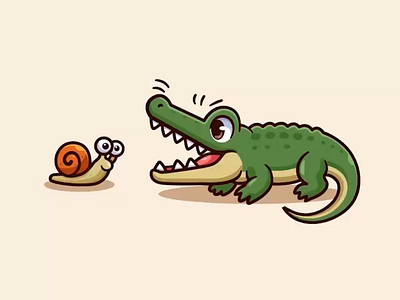 Snail & Crocodile 🐌🐊 after effects animals animation branding crocodile cute doodle enemy flat funny icon illustration logo meme motion graphics motivation patient snail